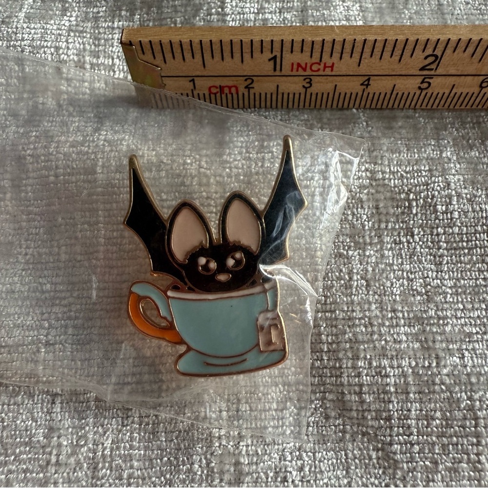 Bat in Teacup Enamel Pin Cute Gothic Halloween Pin NWT